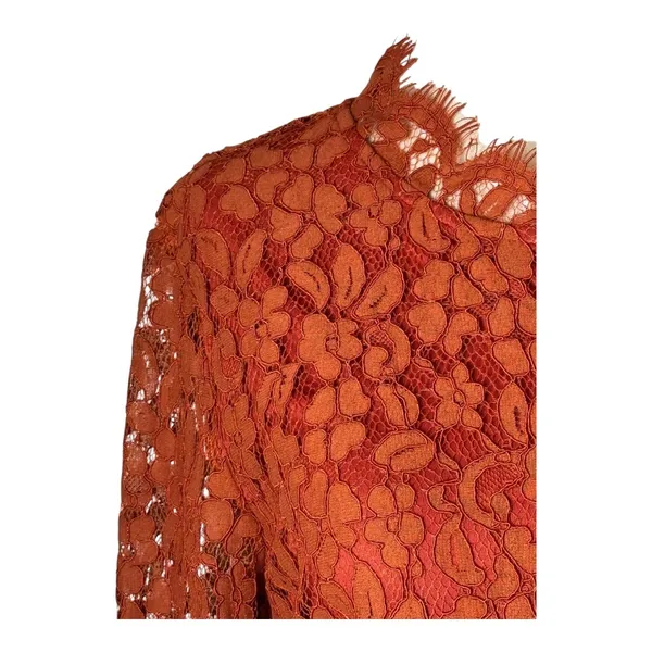 Endless Rose Bodysuit Women Small Orange Lace Cutout‎ Back Long Bel Sleeve NWT - Image 6