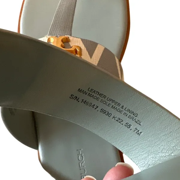 Tory Burch Mini Everly Geometric‎ Blue Grey Sandals Double T 7 - Image 7
