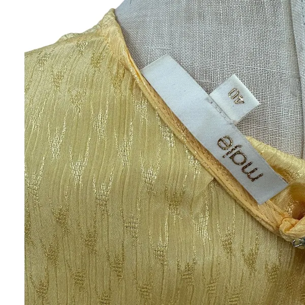 Maje Roseau Jacquard Skater Dress Long‎ Sleeve Yellow Size 40 US Large - Image 14