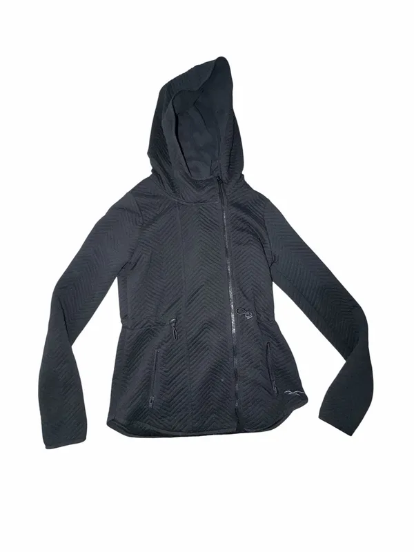 Hollister Quilted Black Hooded Soft Lightweight Cinch Waist Jacket Size Small - Image 2