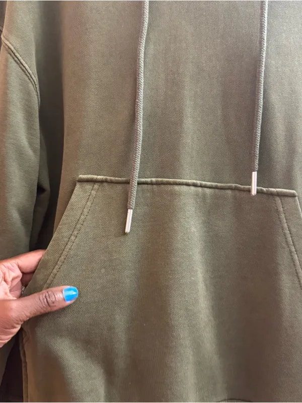 7 for all mankind women’s Olive Green Hoodie sweatshirt Dress size XS Side Slit - Image 6