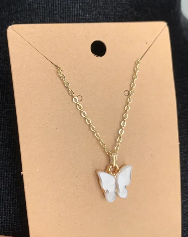 White Butterfly Necklace 14k Gold - Image 2