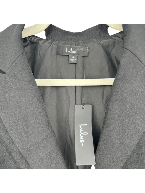 Lulus Black Blazer Jacket Shoulder Pads Single Button Closure Size Small NWT - Image 3