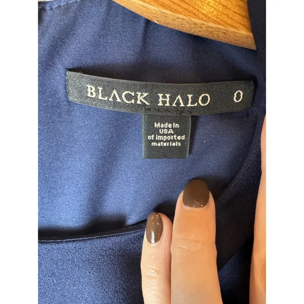 Black Halo Dress Women‎ 0 Navy Blue Sleeveless Marlee Flounce Hem A Line Mini - Image 9