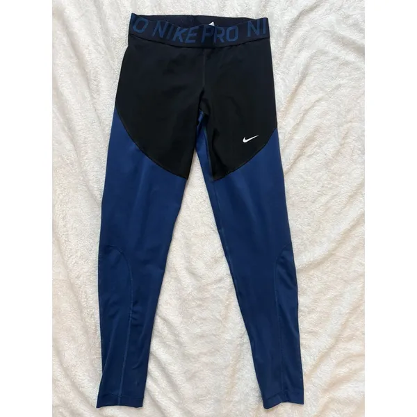 Nike Women’s Compression Leggings Blue/Black Dri-Fit Size L - Image 9