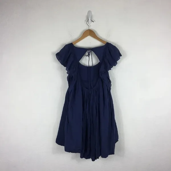 Free People Hailey Blue Oversized Ruffle Gauzy Mini Dress Small - Image 15
