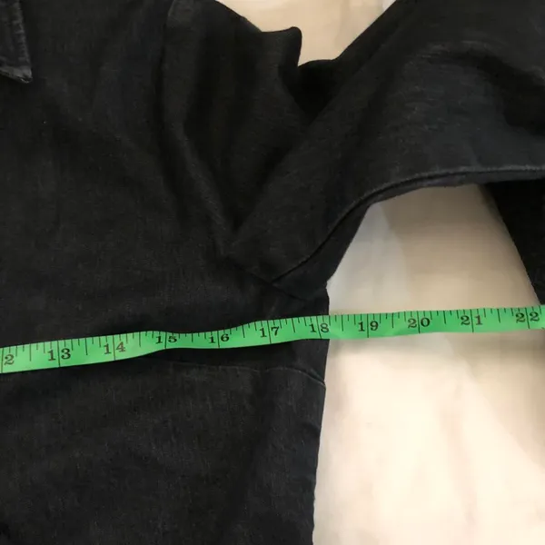Apostrophe 2000s Y2K Goth Grunge office siren core Black denim fitted blazer jacket belted tie waist 3/4 sleeve & pockets-Size S Measurements in pics Excellent condition - Image 6