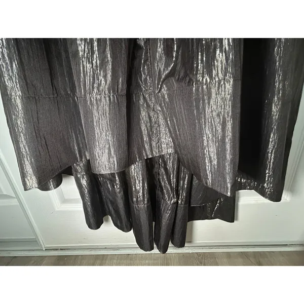 Pilcro Dress Tiered Shirtdress Medium Sheer Black Silver‎ Shimmer Long Sleeve - Image 8