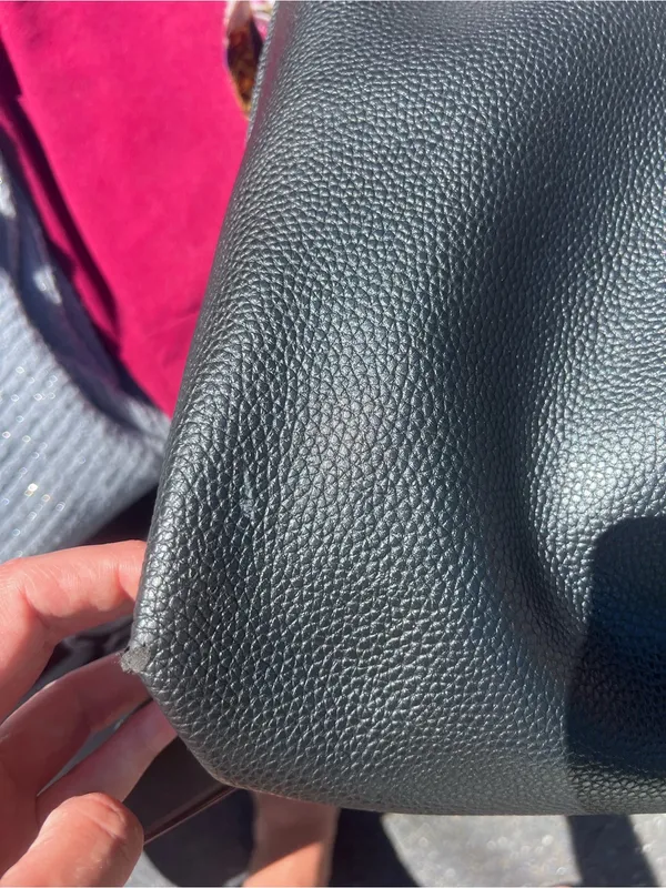 Everyday Black Pebbled Tote with Scarf Detail - Image 4