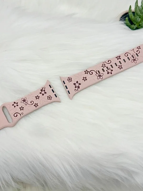 New Floral Design Apple Watch Bands 42mm 44mm 45mm 49mm Pink Brown - Image 6