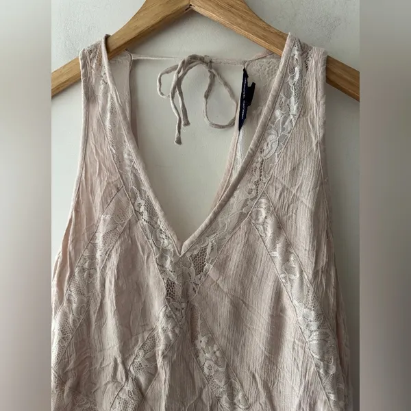 American Eagle‎ Pink Cream Floral Lace Babydoll Top - Image 2