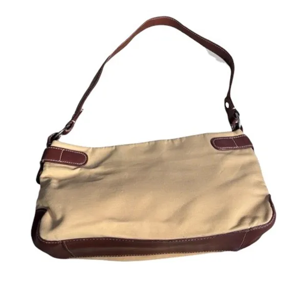 Vintage Etienne Aigner Beige Canvas Leather Shoulder Bag Classic Neutral Purse‎ - Image 5