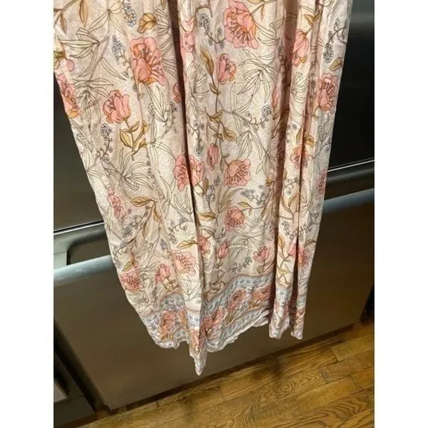 Cori Lane Womens Peach Pink Ruffle Sleeve V-Neck Floral Maxi Dress Size 2XL - Image 2