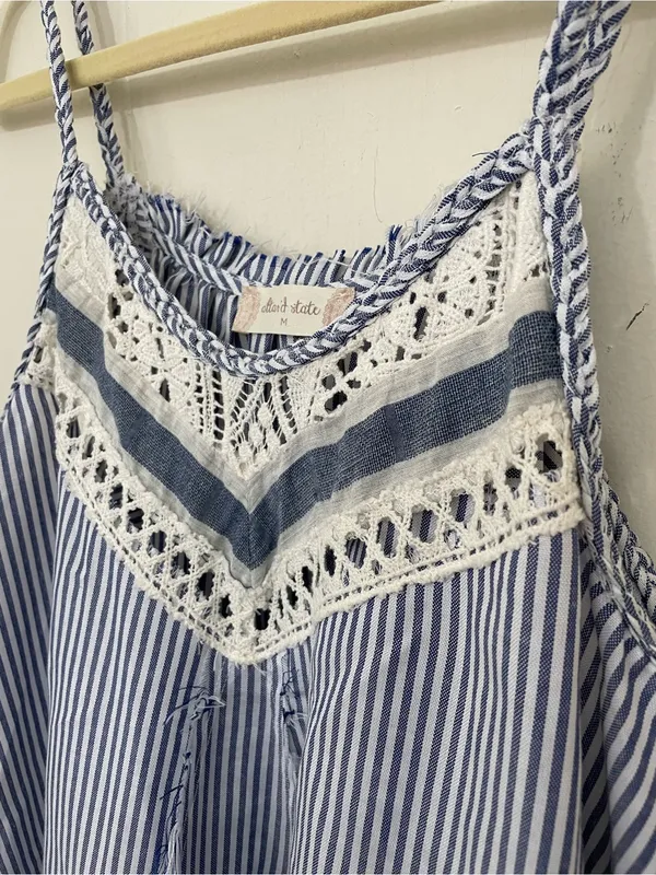 Altard State Flowy Striped Tank Top Size M Blue White Nautical Boho Summer - Image 5