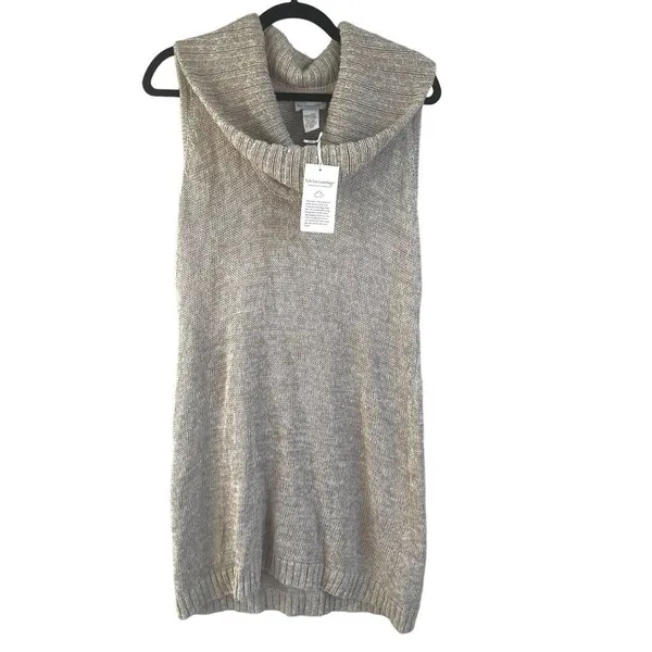 Soft Surroundings Metallic Linen Blend Cowl Neck Sleeveless Tunic Dress L NWT - Image 2