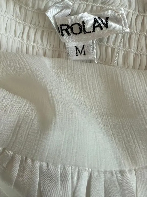 FOROLAV White Chiffon Puff Sleeve Tie-Back Mini Dress - Image 6