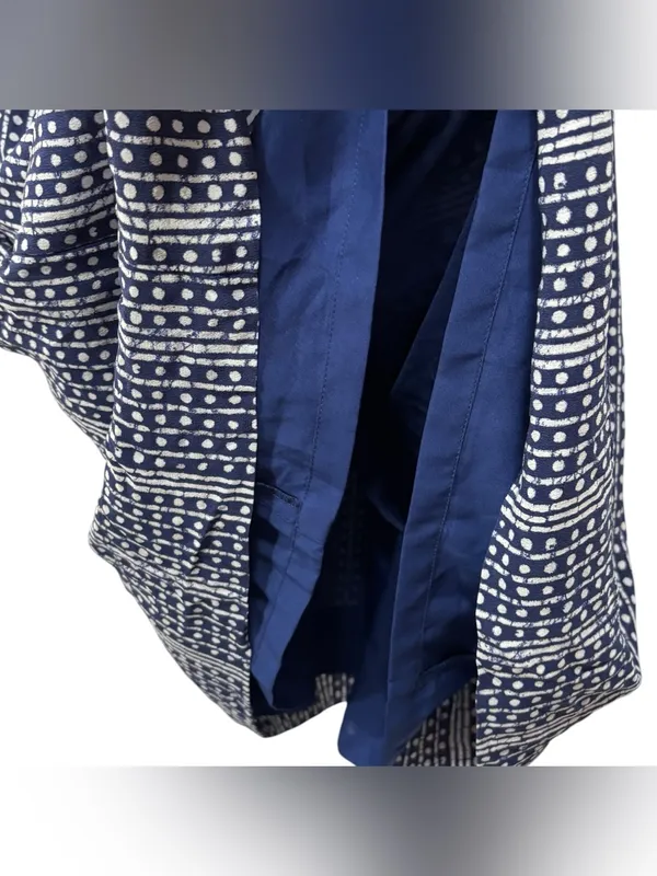 Madewell Blue White Batik Print Silk Paperbag Ruffle Waist Dress Size 8 Womens - Image 11