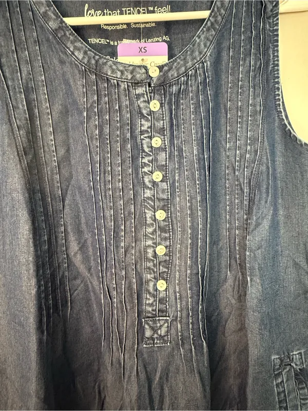 Coldwater Creek Sleeveless Navy Denim A-Line Dress - Image 3