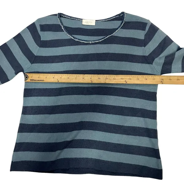 Arpel Made in Italy Women's Blue Stripped Wool Blend Rib Knit Sweater - Image 7