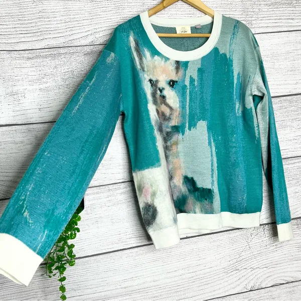 Anthropologie Lauren C Walcott Artwork Abstract Llama Wool Sweater Size Large - Image 5
