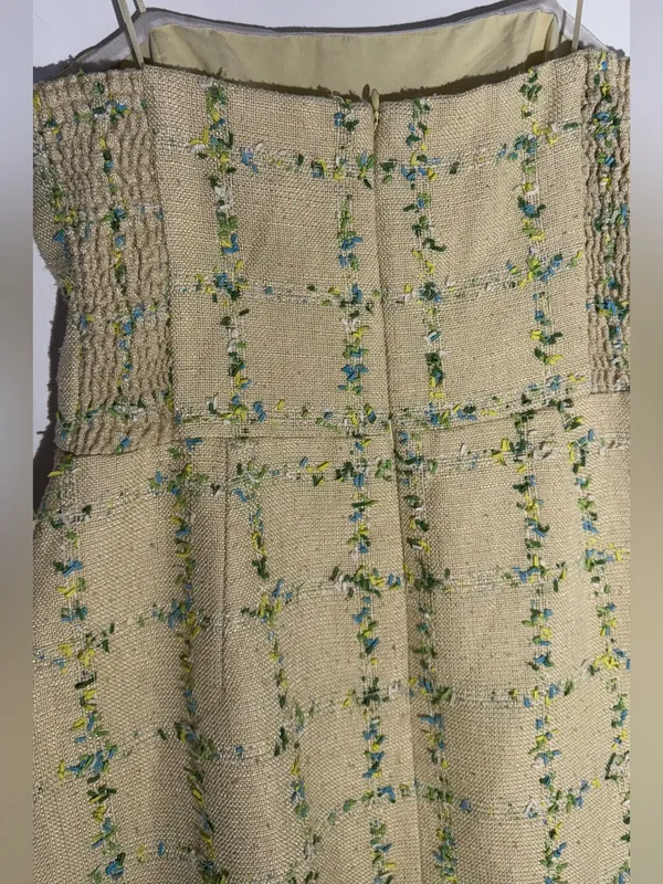 Amanda Uprichard Cream Floral-Check Tweed Mini Dress - Image 10