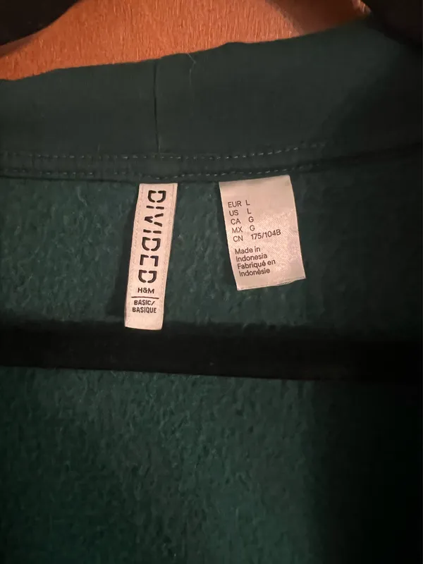 Green Divided H&M Cropped Hoodie - Image 3
