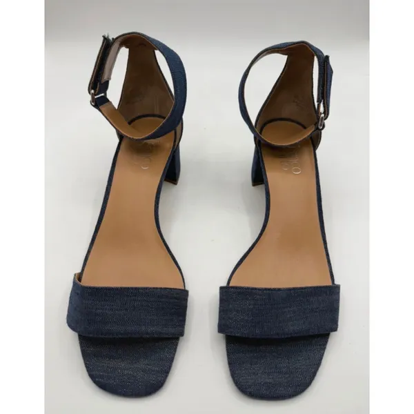 Franco Sarto Rosalina Sandals Ankle Strap Block Heel Women's 10 Blue Denim - Image 4