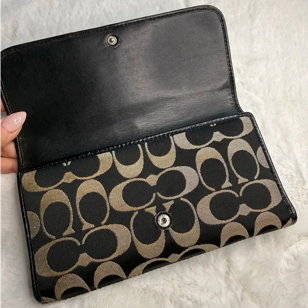 COACH Black Signature Canvas Wallet - Image 3