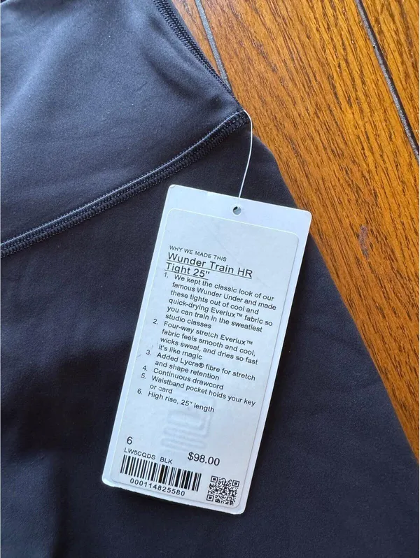 Lululemon Wunder Train High Rise 25” Black Size 6 NWT - Image 5