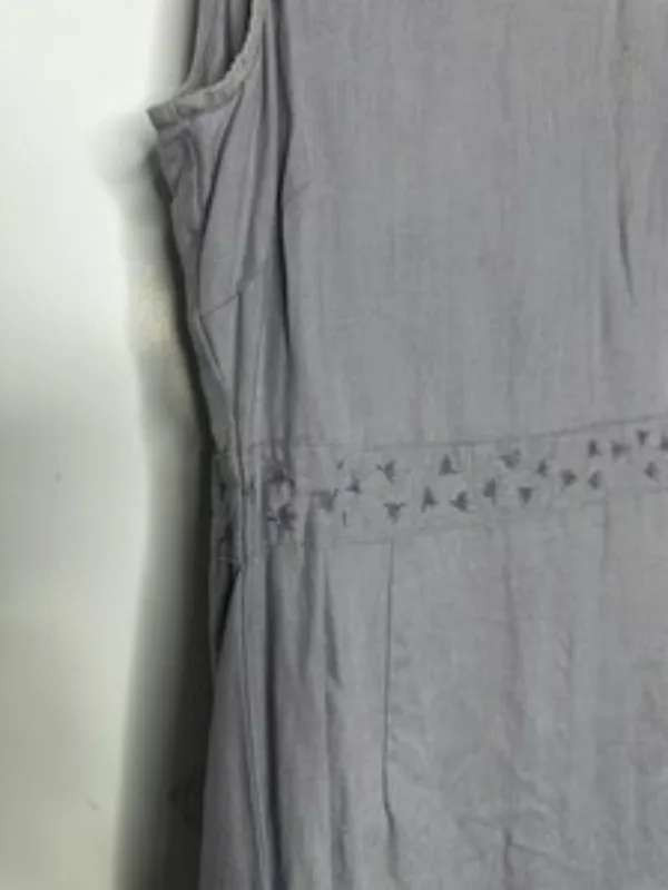 Vintage L.L. Bean 100% Linen Midi Shift Dress Mauve Bird Embroidered Size 6 - Image 5