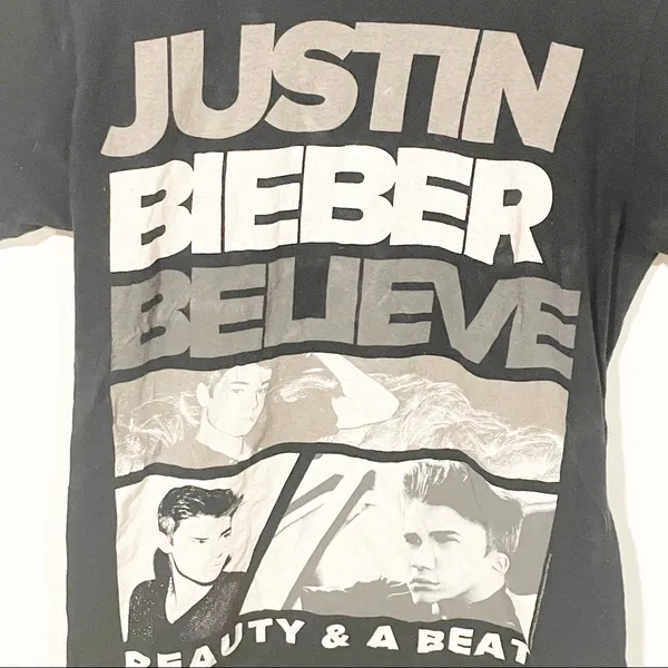 Justin Bieber Size XS Beauty and The Beat Believe Concert Crewneck Short Sleeve‎ - Image 2