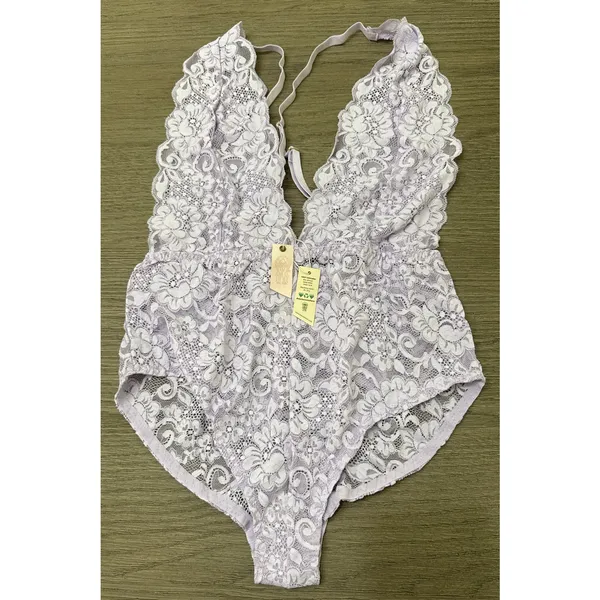 Comin' In HAHt Lace Bodysuit, Lavender, Medium Size undefined - Image 2