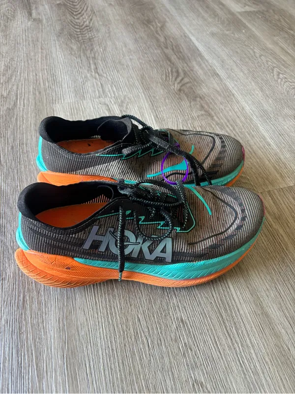 Hoka Mach X 2 Running Shoes in Black, Teal, Orange and Pink - Image 2