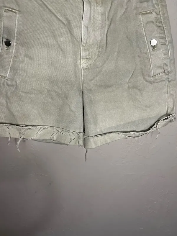 Zara‎ Ultra High-Rise Light Green Utility Denim Shorts - Image 5