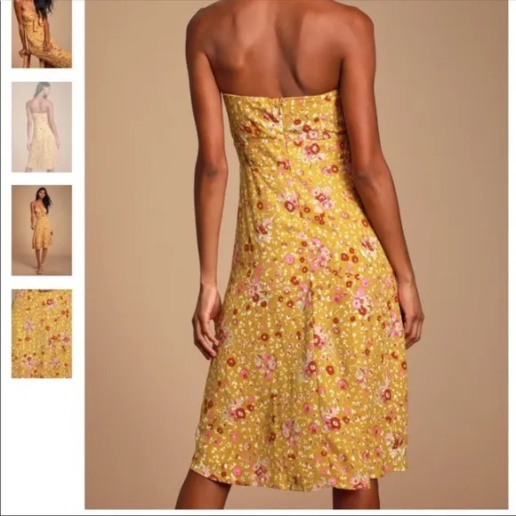 Strapless lulus floral dress nwot - Image 3