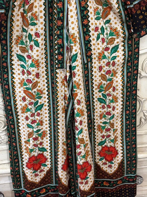 Farm Rio x New Anthropologie Cotton Boho Floral Jumpsuit Long Sleeve S-S - Image 10
