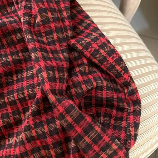 Hutch Square Neck Puff Sleeve Checker Plaid Mini Dress in Red Multi - Image 7