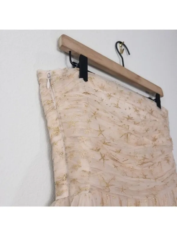 NWT BHLDN x Joanna August Brenda Star Strapless Midi Dress 8 Gold Bridal Tulle - Image 12
