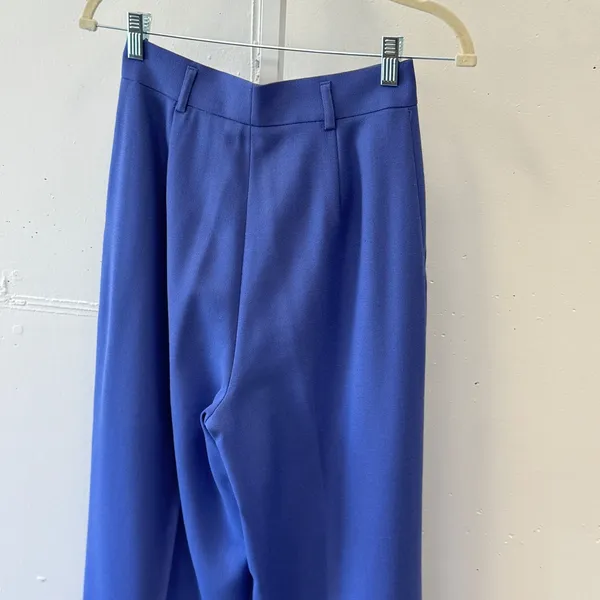 Classiques Entier Vintage Periwinkle 100% Pure Wool High Rise Pleated Trousers 4 - Image 5