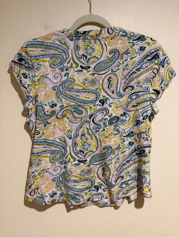 Anthropologie Pilcro Paisley Pattern Twist Collar Scoop Neck Tee T-Shirt Medium - Image 9