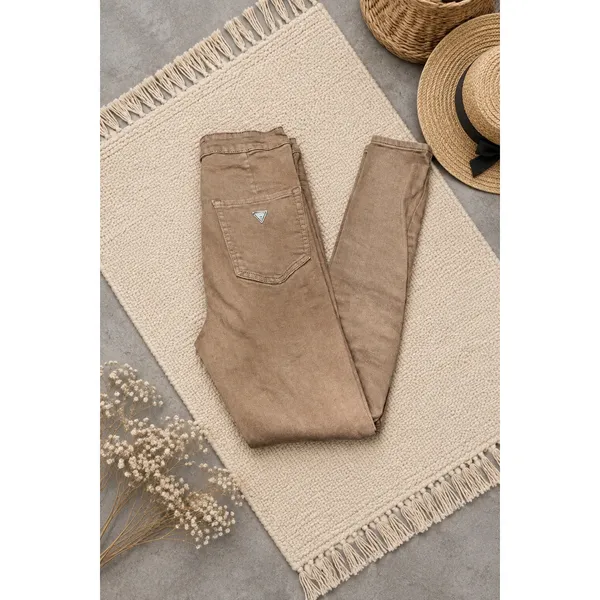 GUESS Ultra High Rise Cropped Skinny Pants Women’s Size 27 Taupe Brown Stretch - Image 6