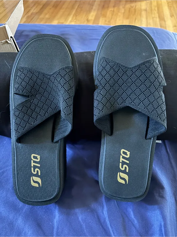 Women’s Black Crisscross Slide Sandals – Easy Slip-On Comfort - Image 8