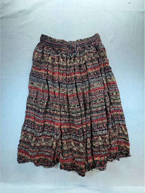 Requirements Women’s XL Boho Paisley Floral Rayon Midi Skirt Drawstring - Image 2