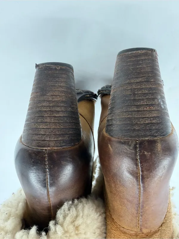 Born Dona W21268 Brown Leather Shearling Cuff Ankle Boots Size 6 - Image 8