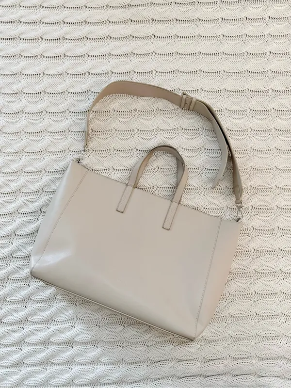 Calpak Cream Haven Leather Tote with Removable Strap - Image 4
