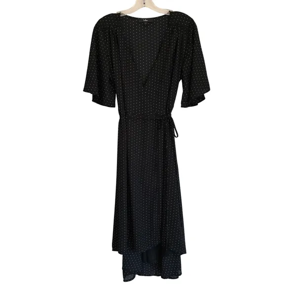 Lulus Farah Black White Triangle Print High Low Wrap‎ Midi Dress S - Image 5
