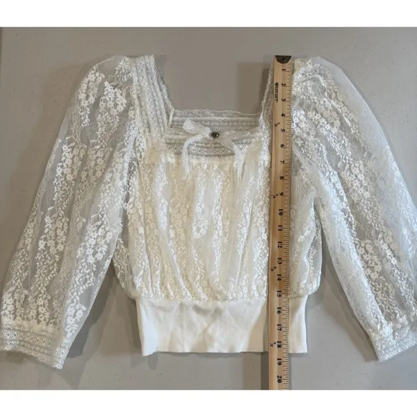 Lace Coquette Top Womens Small** Sheer Dainty Fairy Cottage Romantic Twee Travel - Image 5