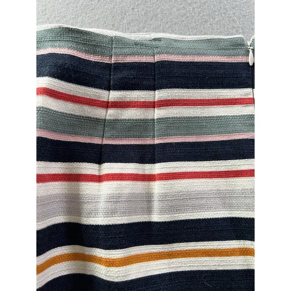 Loft Womens 12 (32/22)‎ Pencil Skirt Striped Blue Pink Textured Twill Split Hems - Image 6