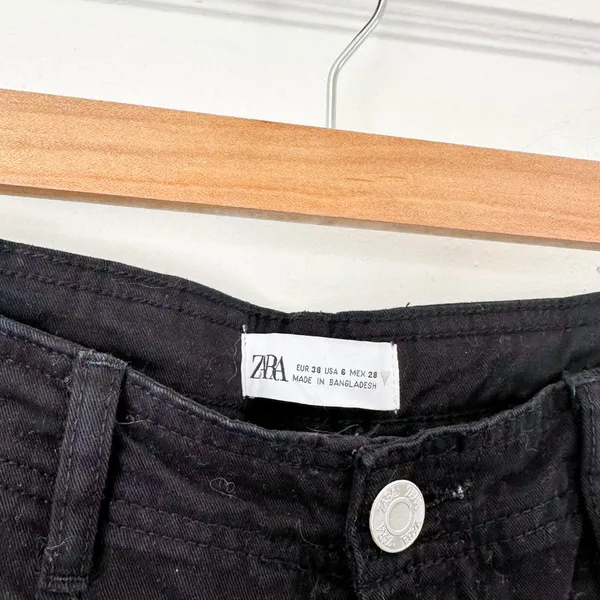 Zara | TRF Straight‎ Cargo Wide Leg Pants Jeans in Black Size 6 - Image 7