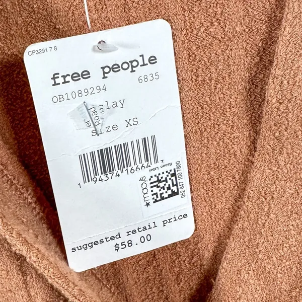 Free People NEW We the Free Oliver Boucle Ribbed Long sleeve Henley in Clay, XS, MSRP $58 - Image 11